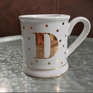 PIER 1 "D" Monogram-small (approx 2 oz) ceramic decor cup
